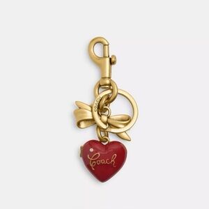Coach Bow Heart Locket Bag Charm Keychain